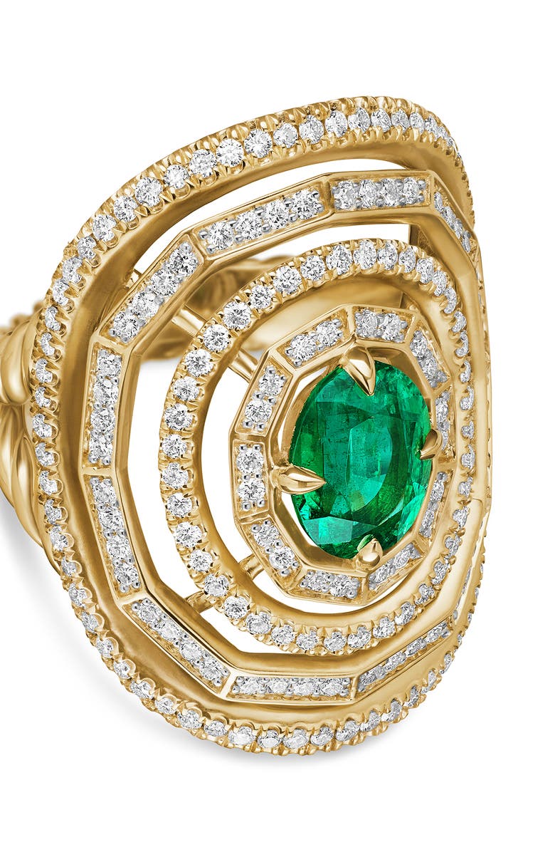 David Yurman Diamond & Emerald Statement Ring, Alternate, color, 