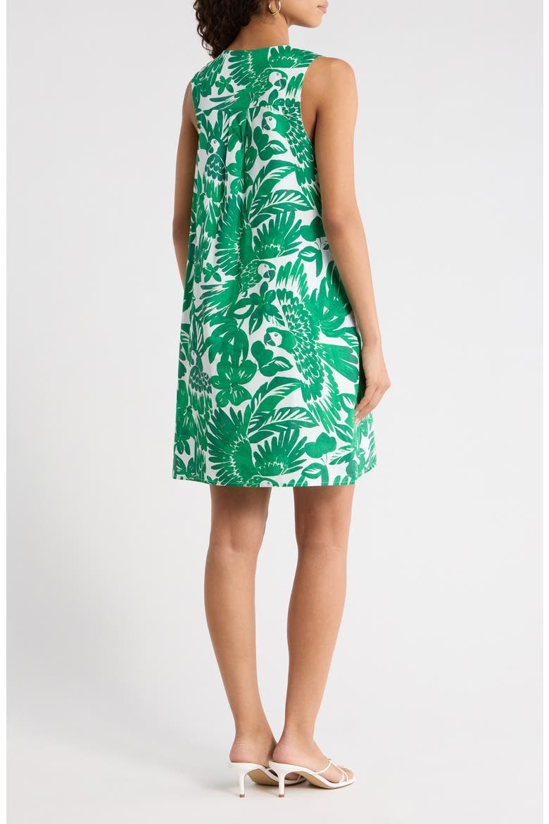 Tropical Print Cotton Shift Dress, Alternate, color, WHITE-GREENS