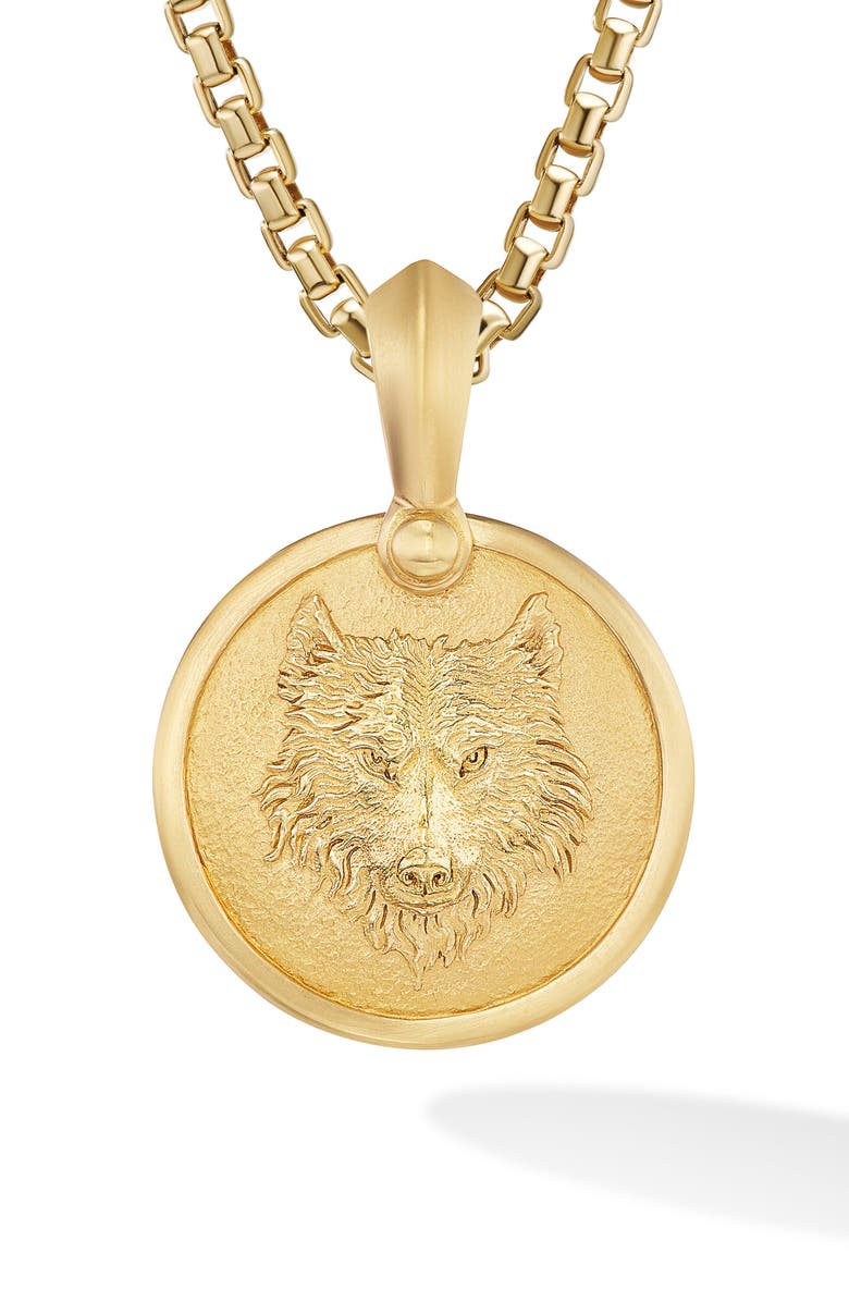 David Yurman Men's Petrvs<sup>®</sup> Wolf Amulet Enhancer, Main, color, 18K Yellow Gold