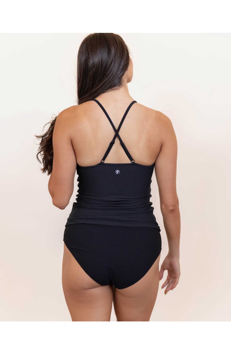 Nani Flat Rib V-Neck Tankini, Alternate, color, Black