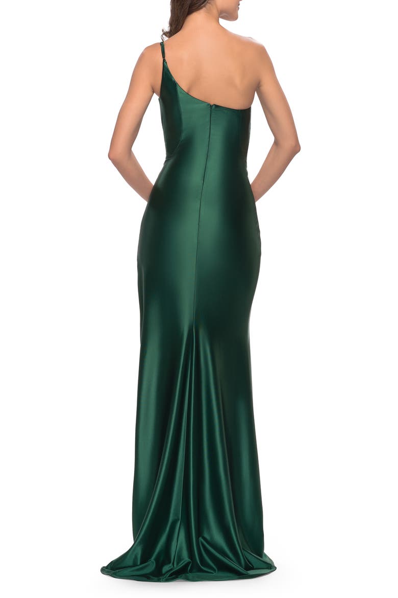 Simple One Shoulder Liquid Jersey Dress, Alternate, color, Dark Emerald