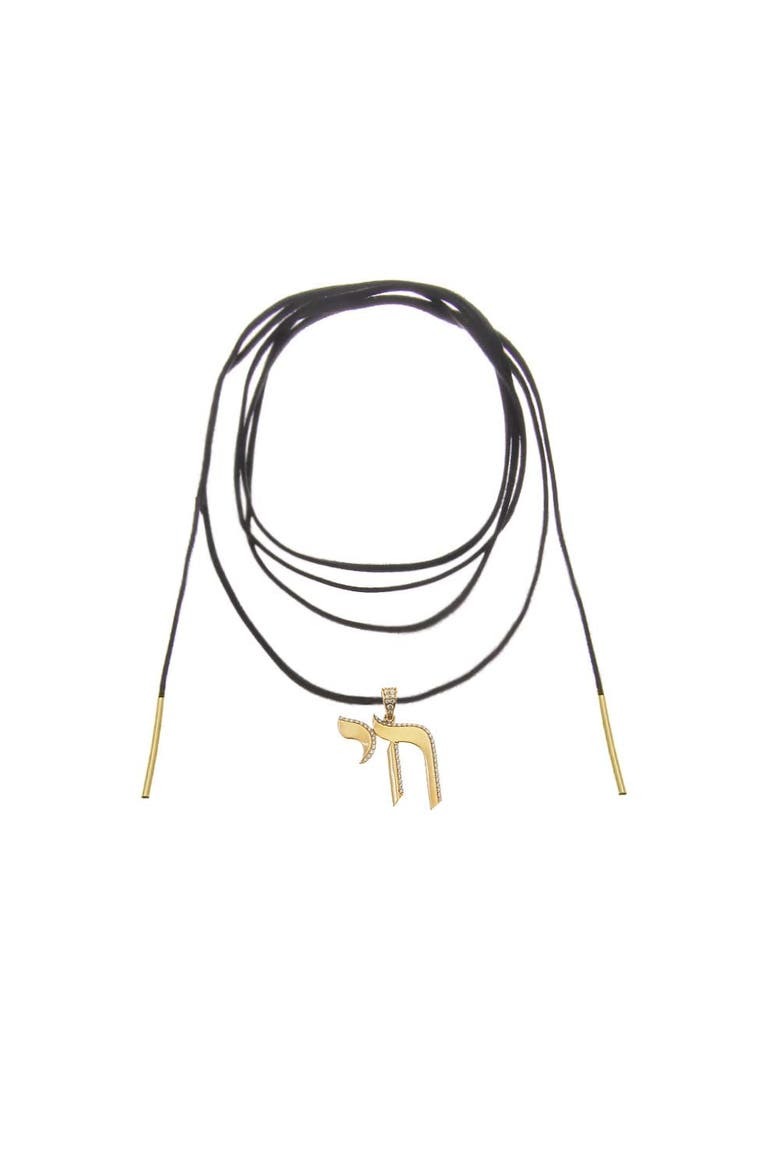 CZ Pave Shape Chai Charm, Alternate, color, Gold