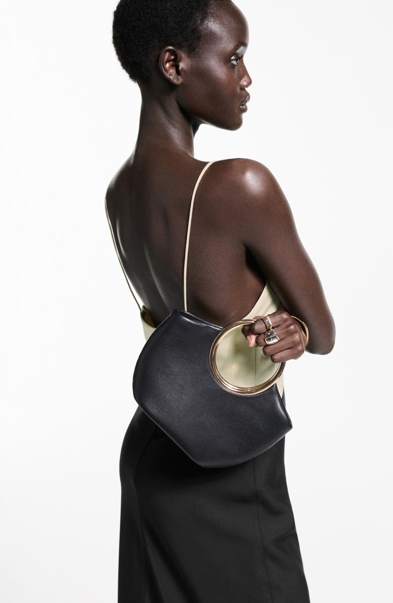 MANGO Two Tone Slipdress, Alternate, color, Black