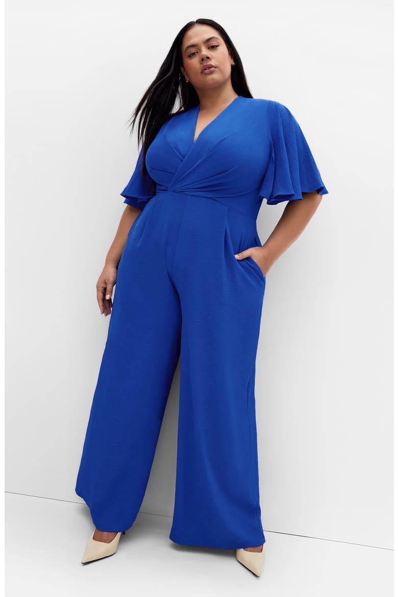 Braelynn Flutter Sleeve Jumpsuit, Alternate, color, CERULEAN