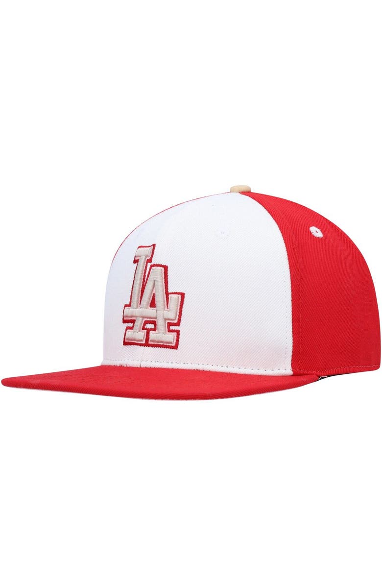 PRO STANDARD Men's Pro Standard White/Red Los Angeles Dodgers Strawberry Ice Cream Drip Snapback Hat, Main, color, White