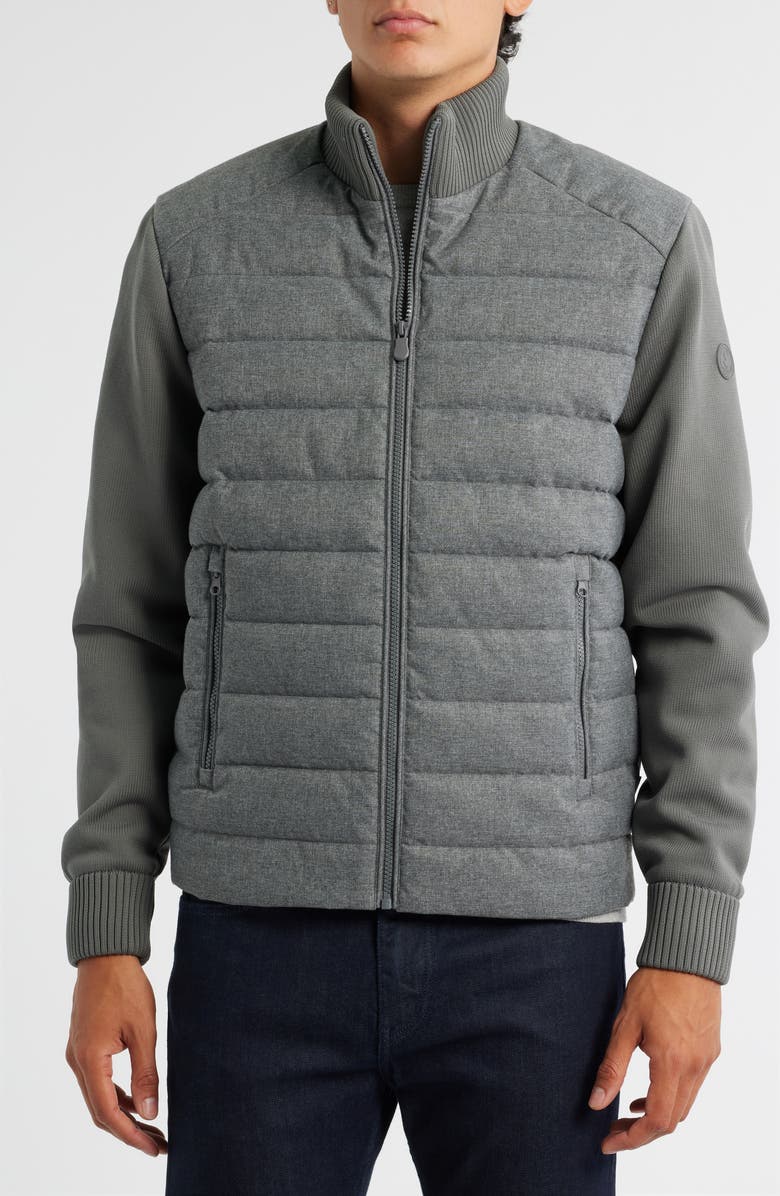 Save The Duck Gio Mixed Media Hybrid Jacket, Alternate, color, Mid Grey Melange