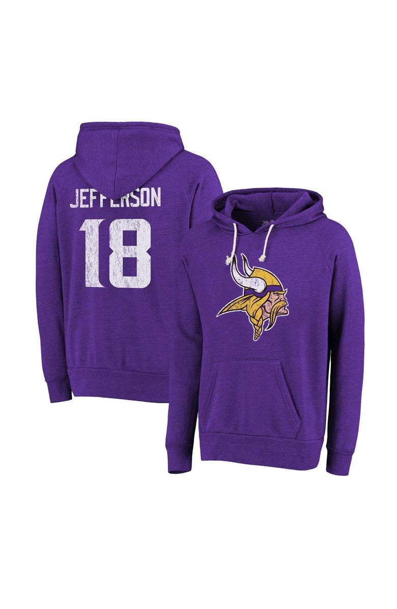 Majestic Threads Men's Majestic Threads Justin Jefferson Purple Minnesota Vikings Name & Number Tri-Blend Pullover Hoodie, Main, color, Purple