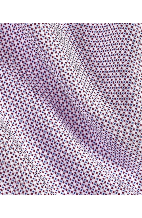 David Donahue Trim Fit Micro Geometric Print Cotton Dress Shirt In Purple