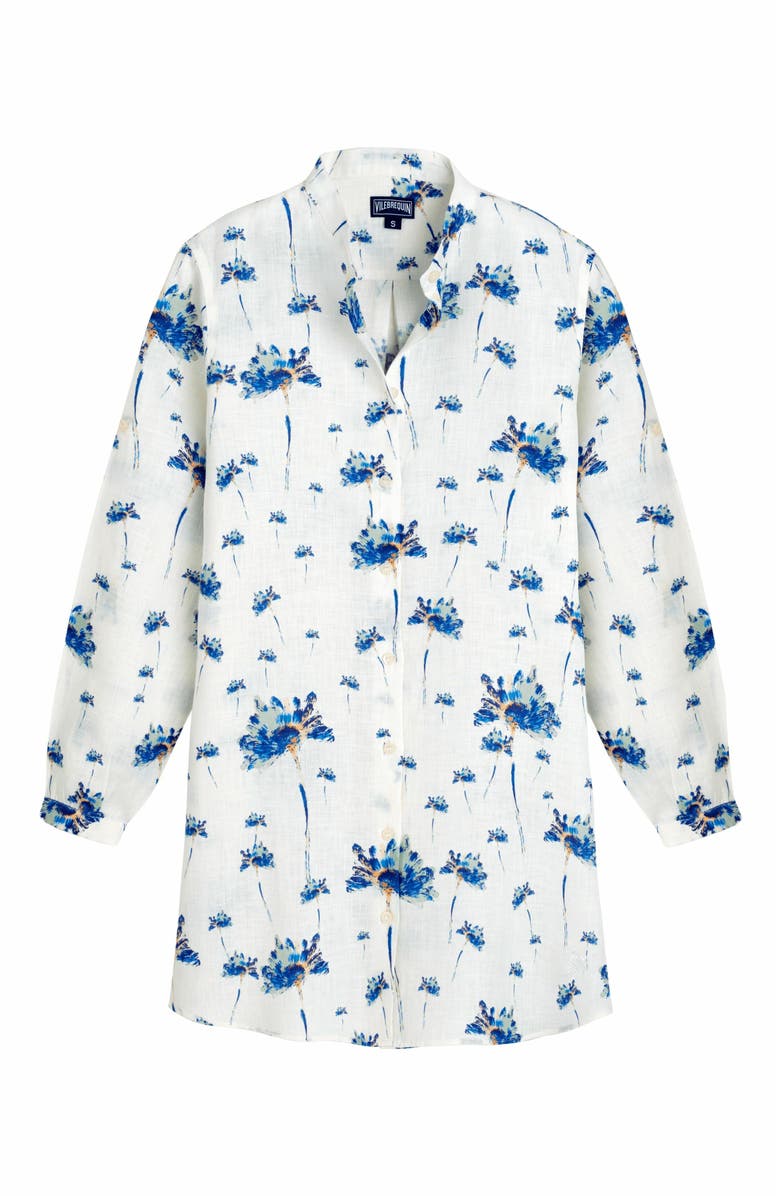 Vilebrequin Women's Herbier Print Linen Shirt Dress, Alternate, color, Off-White