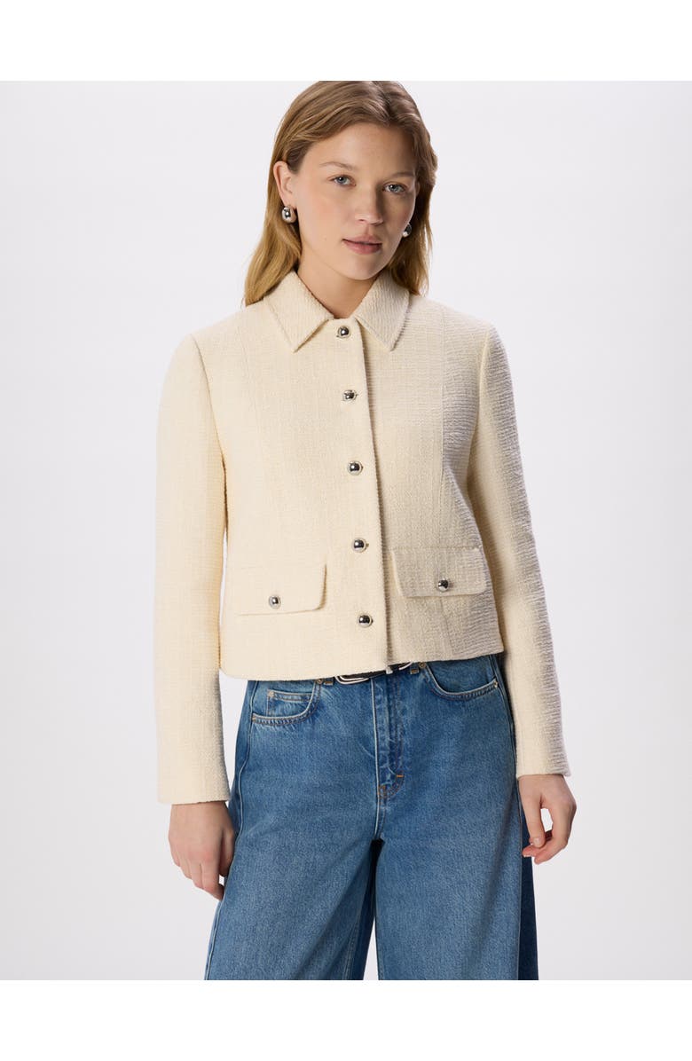 Whistles Cropped Boucle Jacket, Main, color, Ivory