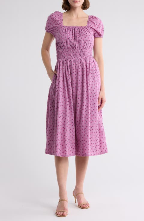 Puff Sleeve Midi Dress