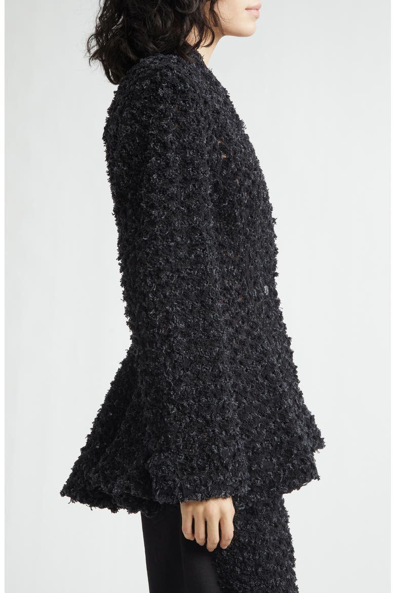 Laser Bouclé Denim Hourglass Jacket, Alternate, color, BLACK
