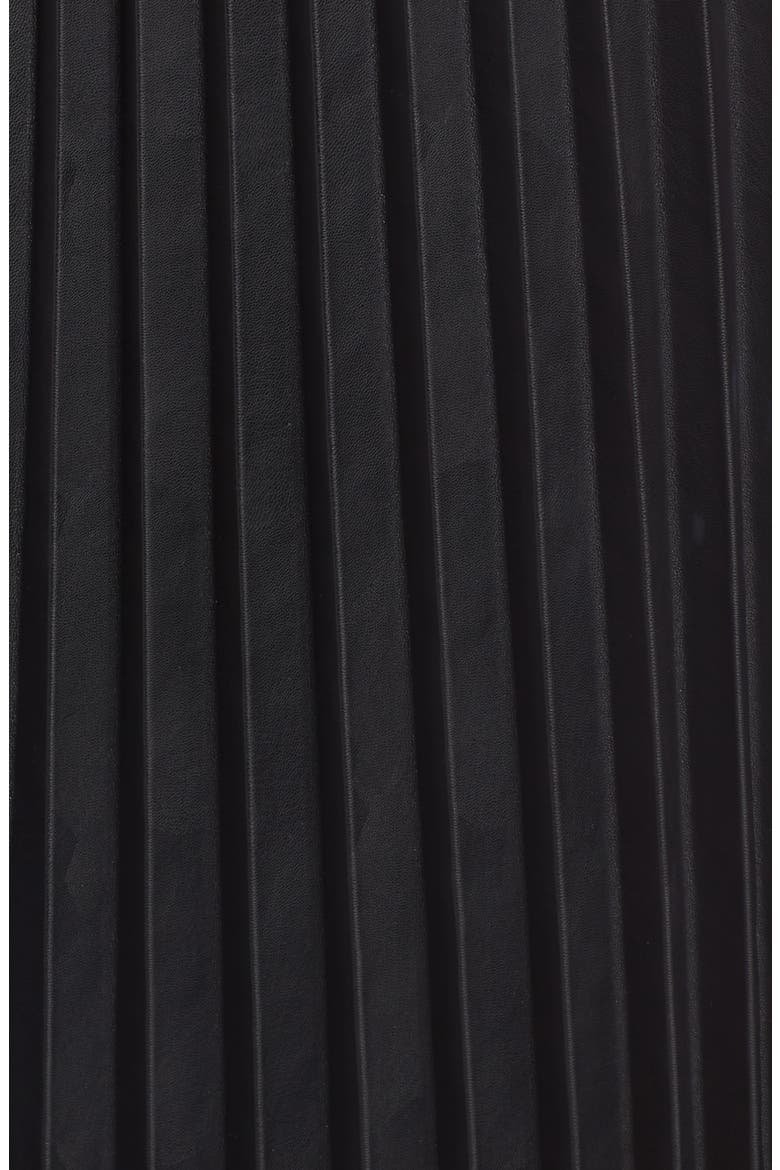 Pleat Faux Leather Skirt, Alternate, color, BLACK