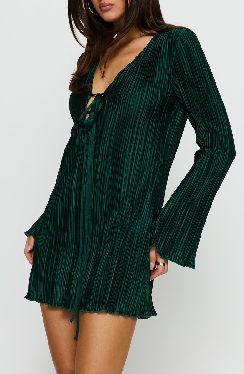 Princess Polly Malop Plissé Long Sleeve Minidress, Alternate, color,