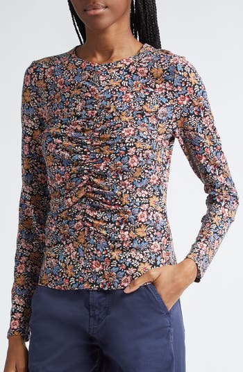 Veronica 2024 Beard Shirley Ruched Floral Long-Sleeve top