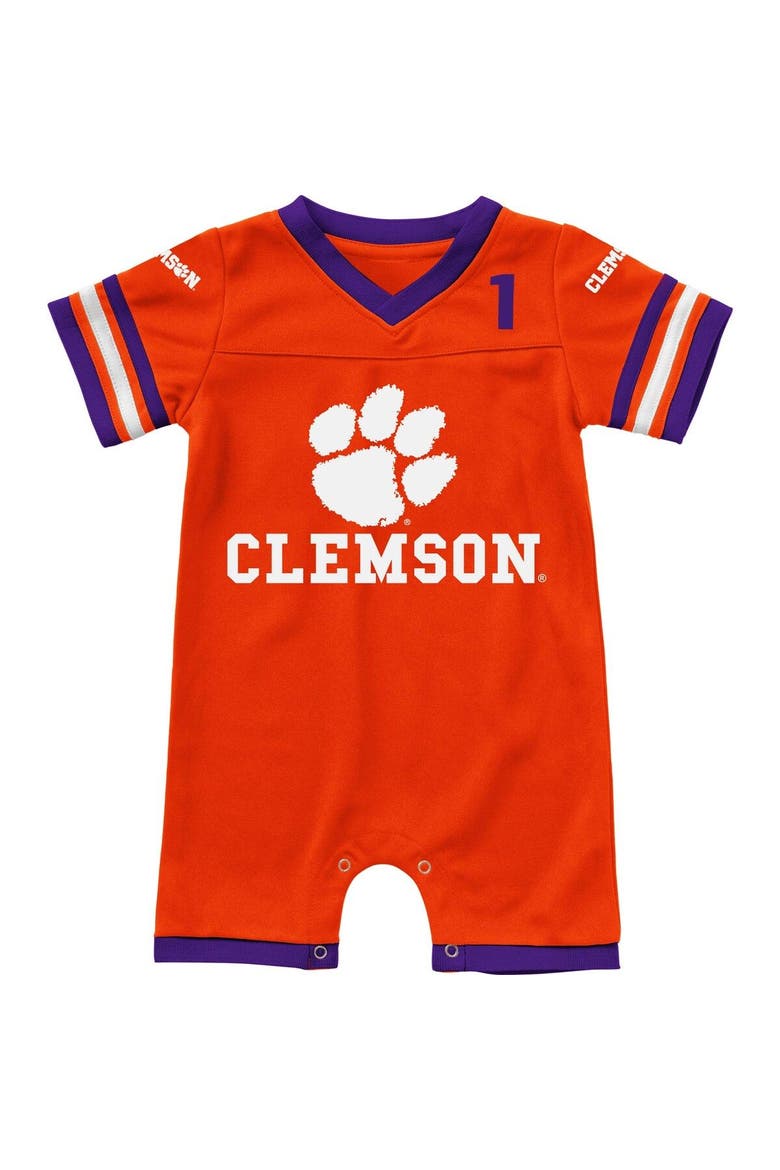 Infant Colosseum Orange Clemson Tigers Bumpo Football Romper, Main, color, Orange