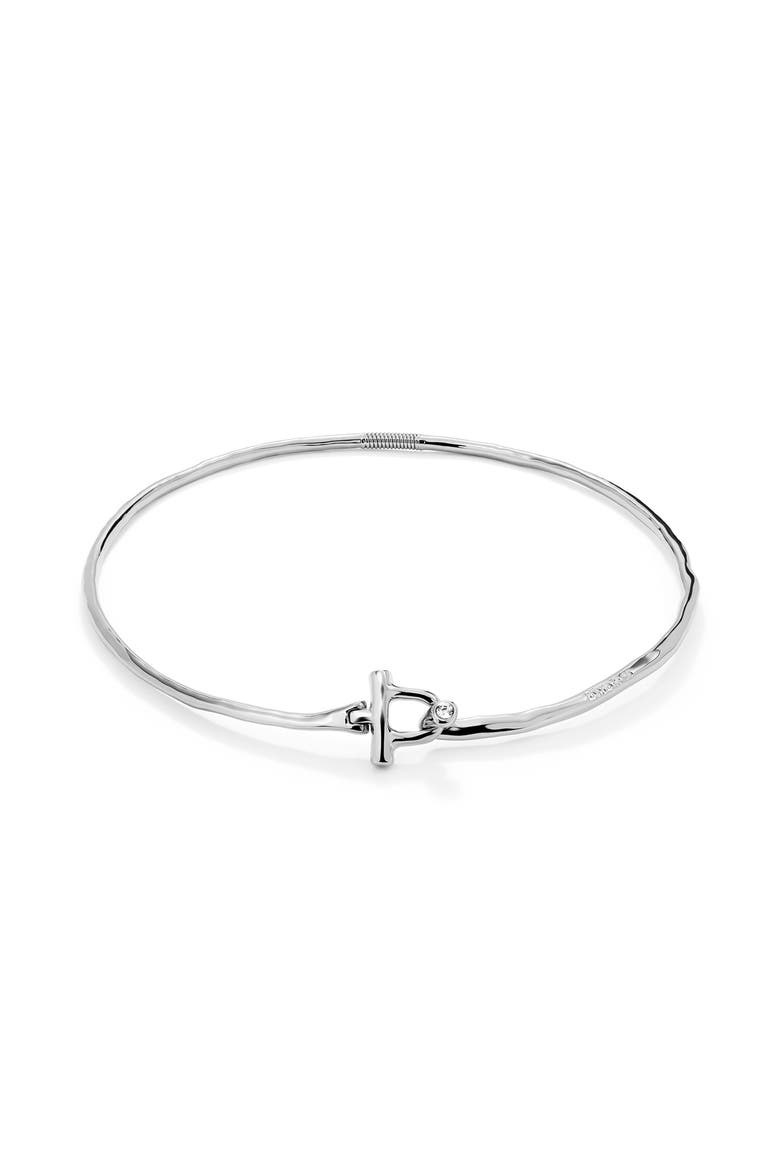 Choker Necklace with Front Clasp and White Topaz, Alternate, color, Silver