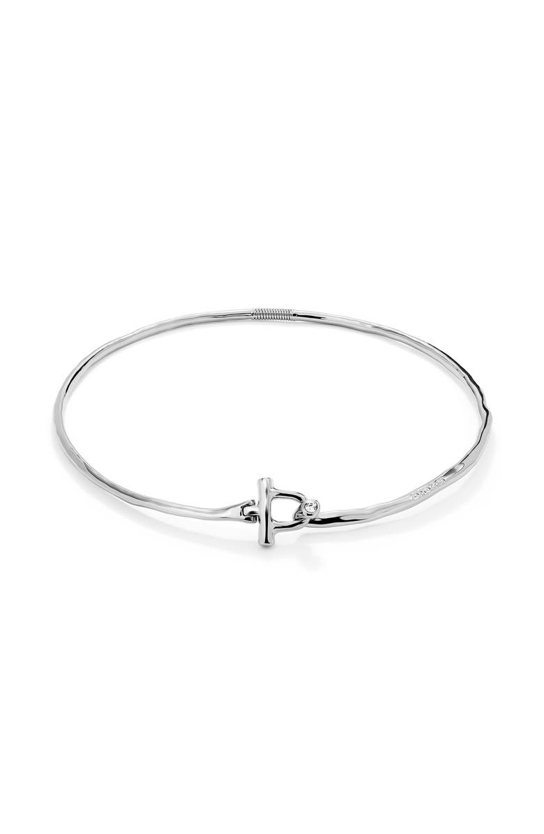 UNODE50 Choker Necklace with Front Clasp and White Topaz, Alternate, color, Silver