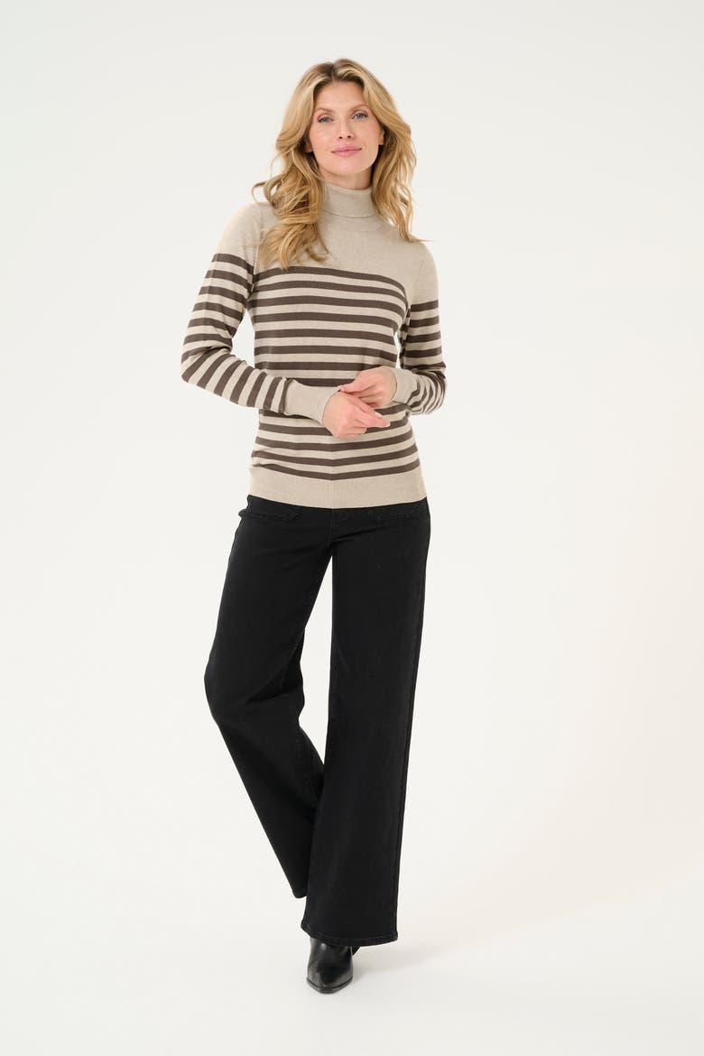 KAlizza Roll Neck Slim Fit Pullover, Alternate, color, Feather Gray/ Brown