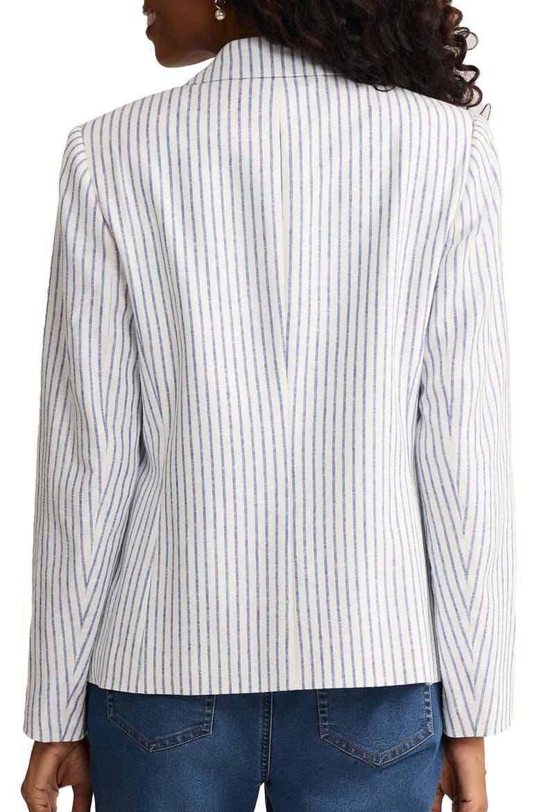 Stripe Faux Double Breasted Linen Blend Jacket, Alternate, color, NATURAL WHITE/ LT SAPPHIRE