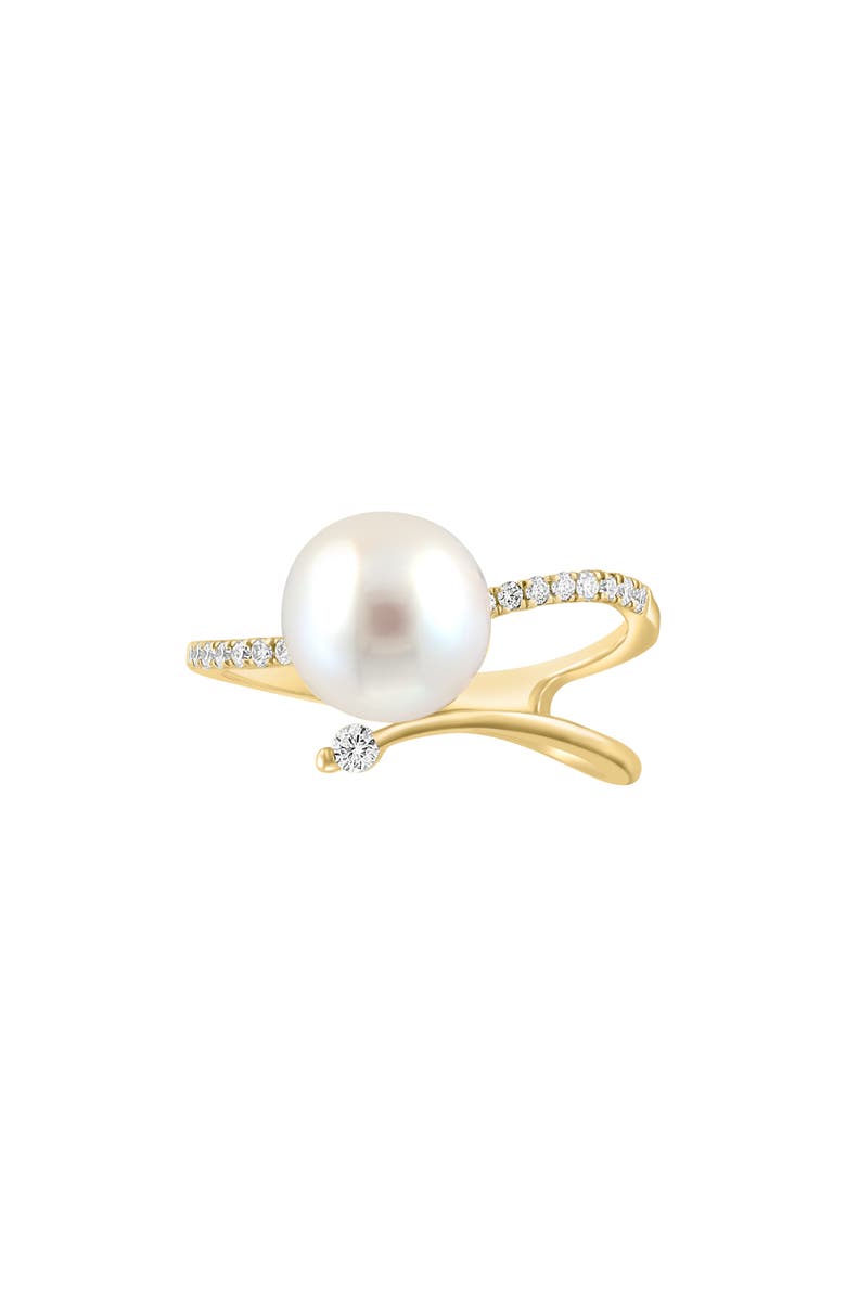 EFFY 14K Yellow Gold Diamond & Freshwater Pearl Open Ring - 0.22 ctw, Alternate, color, White