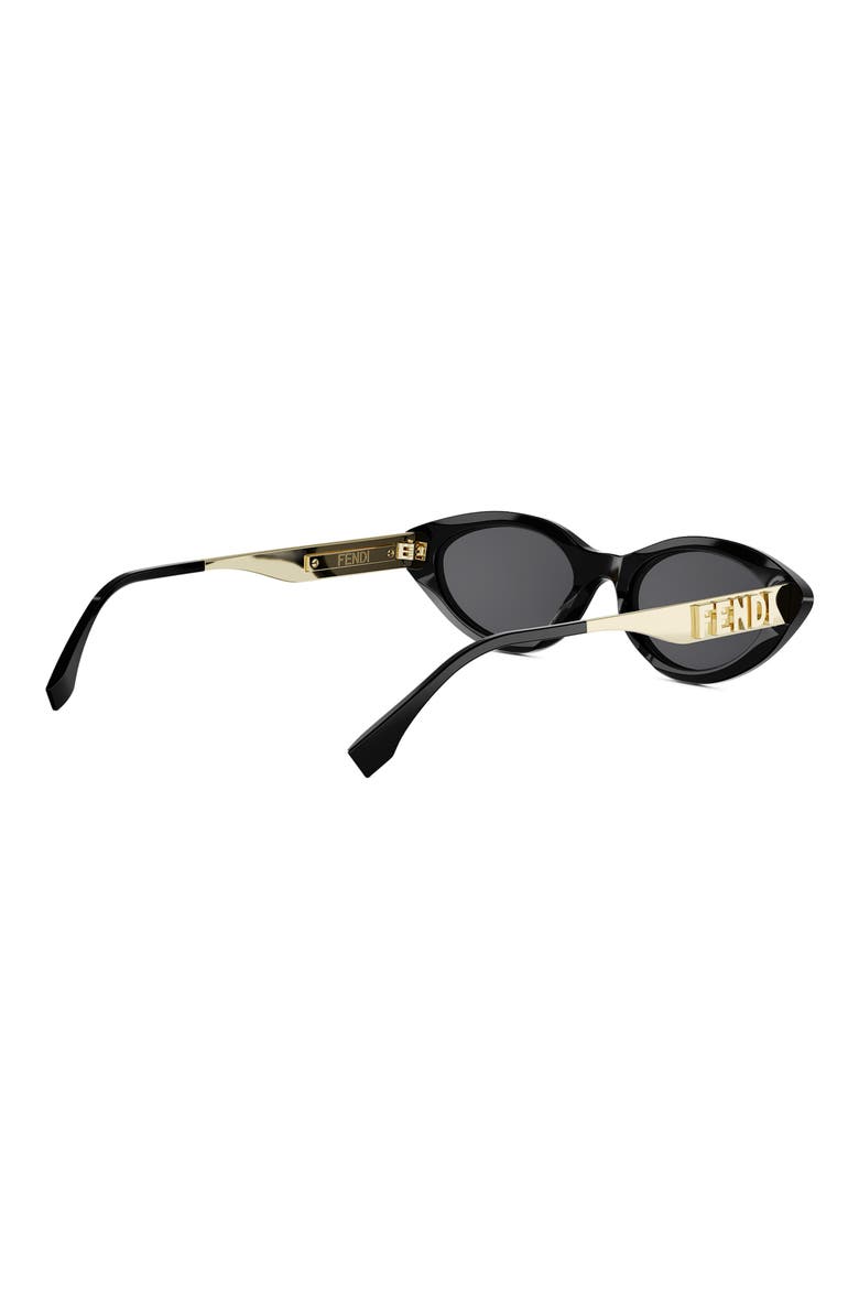 Fendigraphy 51mm Cat Eye Sunglasses, Alternate, color, SHINY BLACK / SMOKE