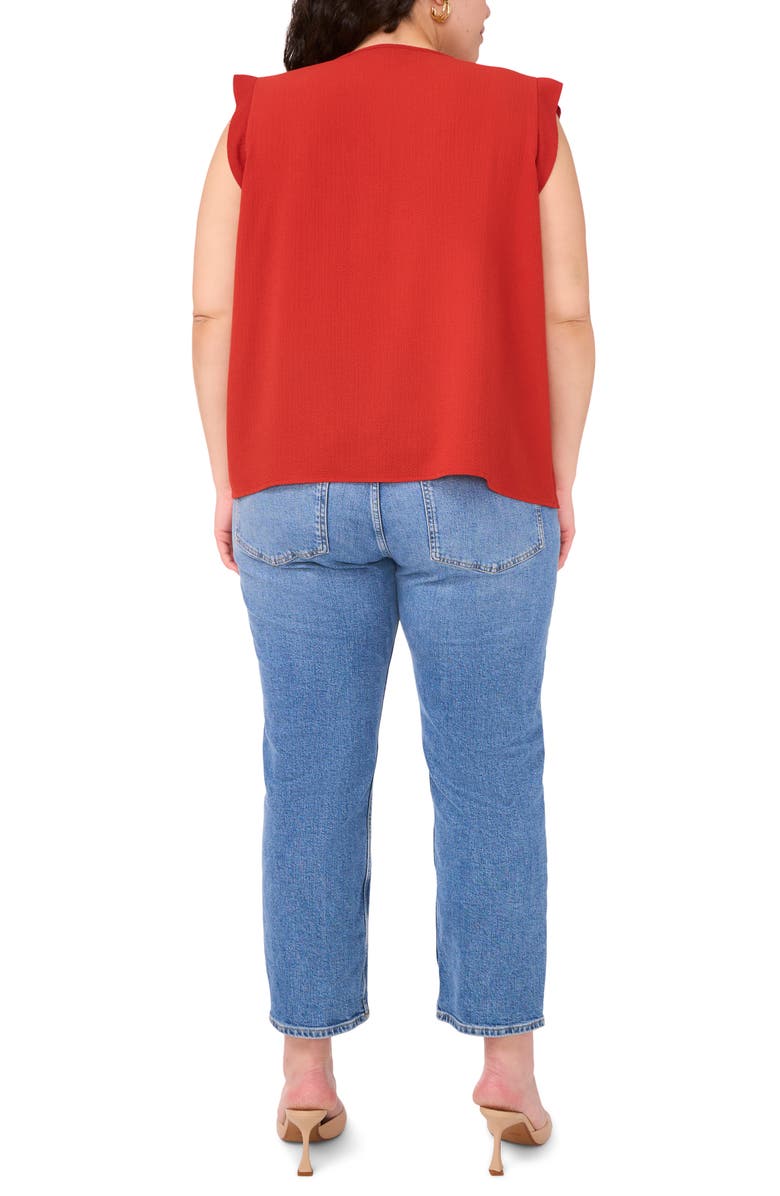 Vince Camuto Pleat Detail Sleeveless Top, Alternate, color, Chili