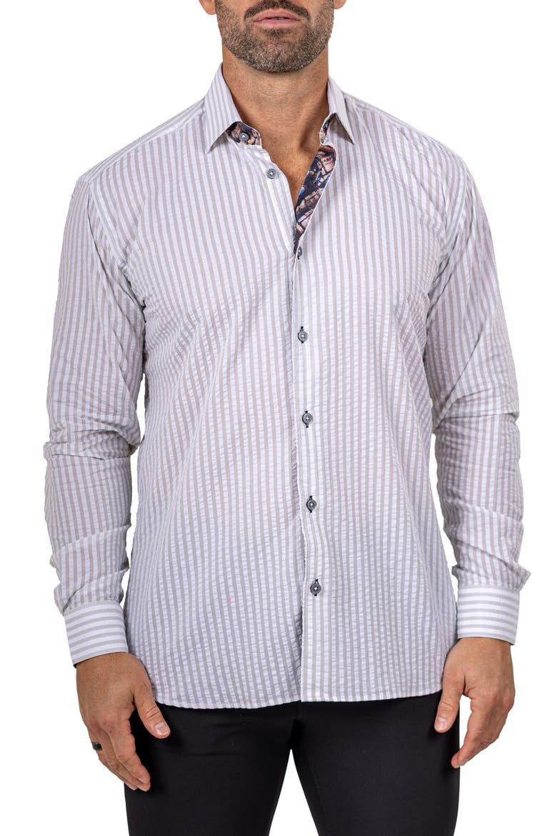 Fibonacci Marthy Contemporary Fit Button-Up Shirt, Main, color, GREY