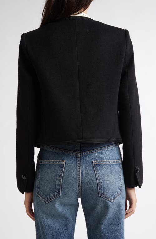 Nili Lotan Joni Cropped Button-embellished Satin-trimmed Wool-felt Jacket In Black