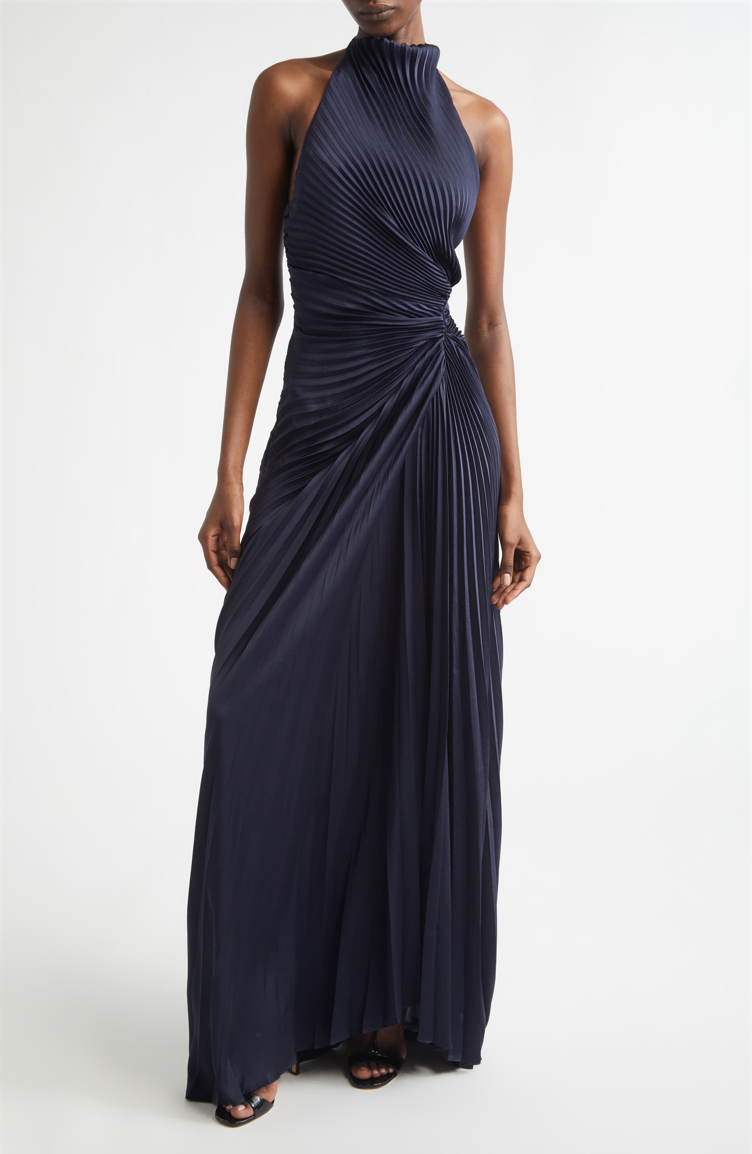 Romy Pleated Halter Gown