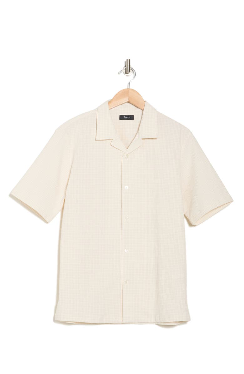Theory Dazy Short Sleeve Button-Up Camp Shirt, Alternate, color, Sand/ White