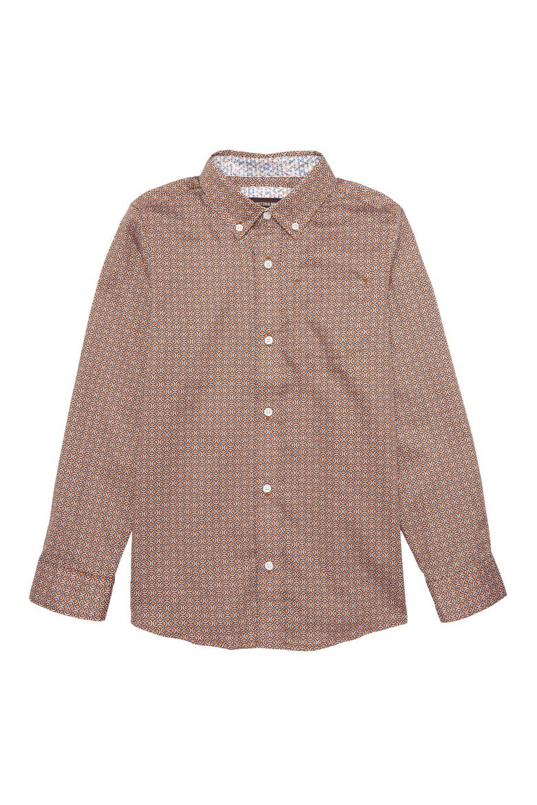 Kids' Print Button-Down Shirt, Main, color, ORANGE ROTATING ARCH