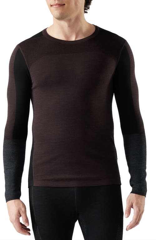 Smartwool Intraknit™ Thermal Merino Base Layer Colorblock Crewneck Long Sleeve Shirt In Brown