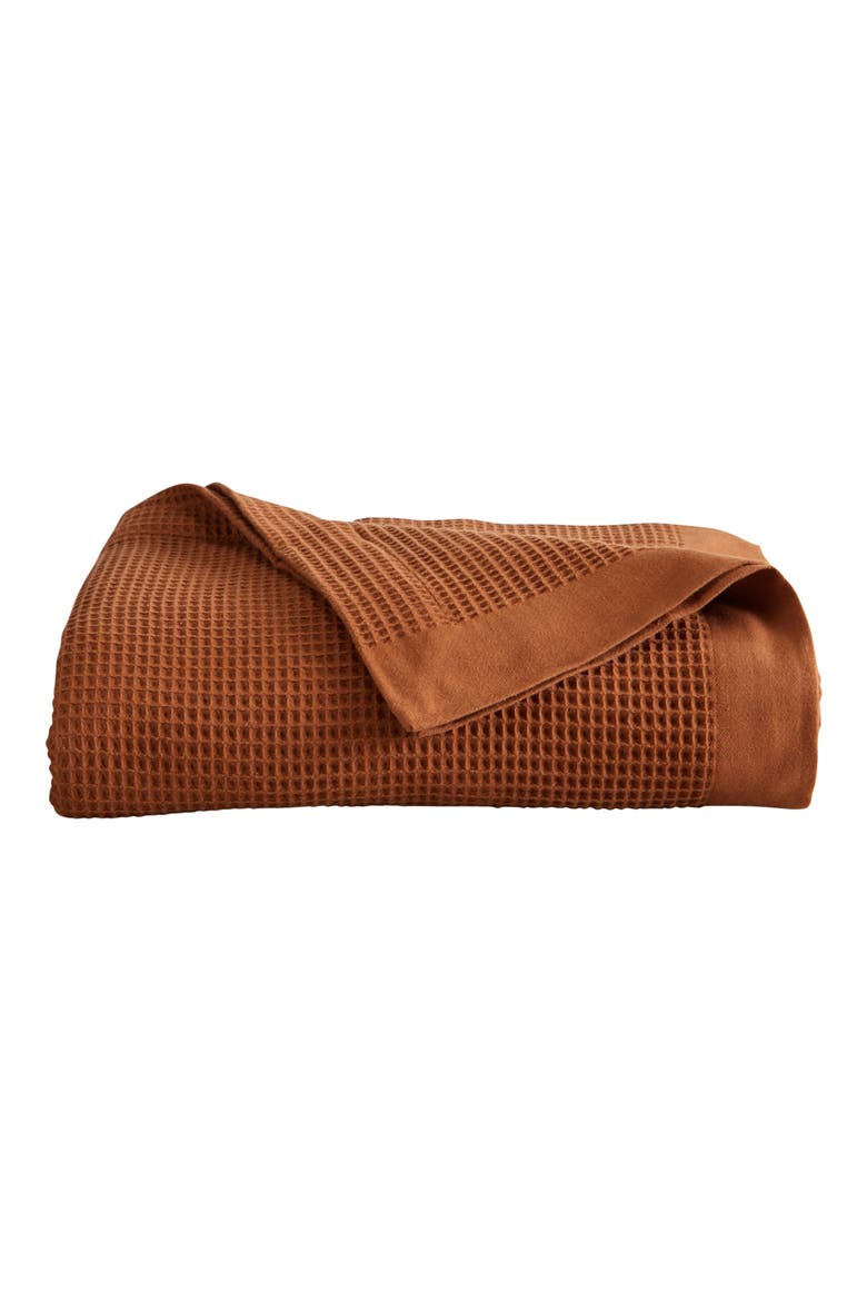 Soft Cotton All-Season Waffle Weave Throw Blanket, Main, color, TERRACOTTA