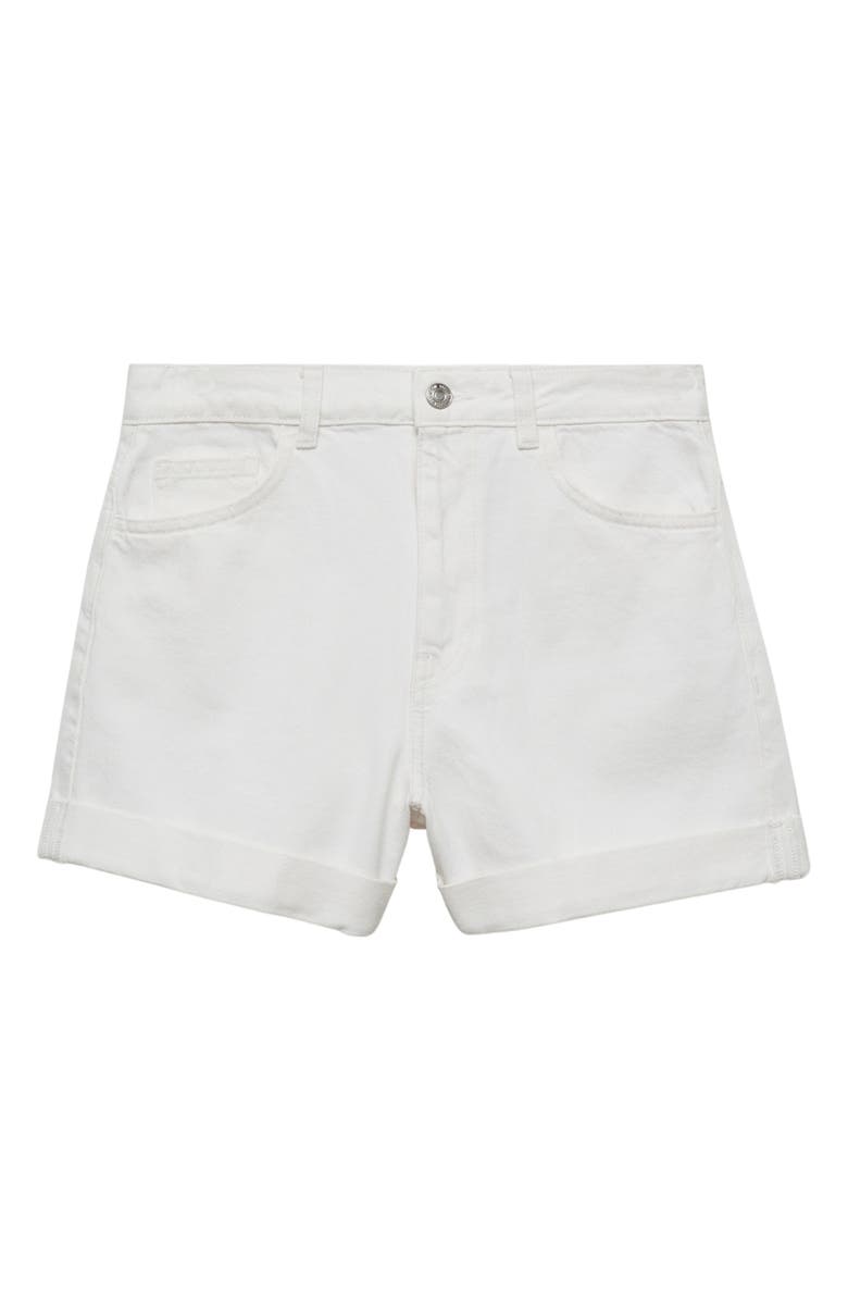 MANGO High Waist Denim Mom Shorts, Alternate, color, White