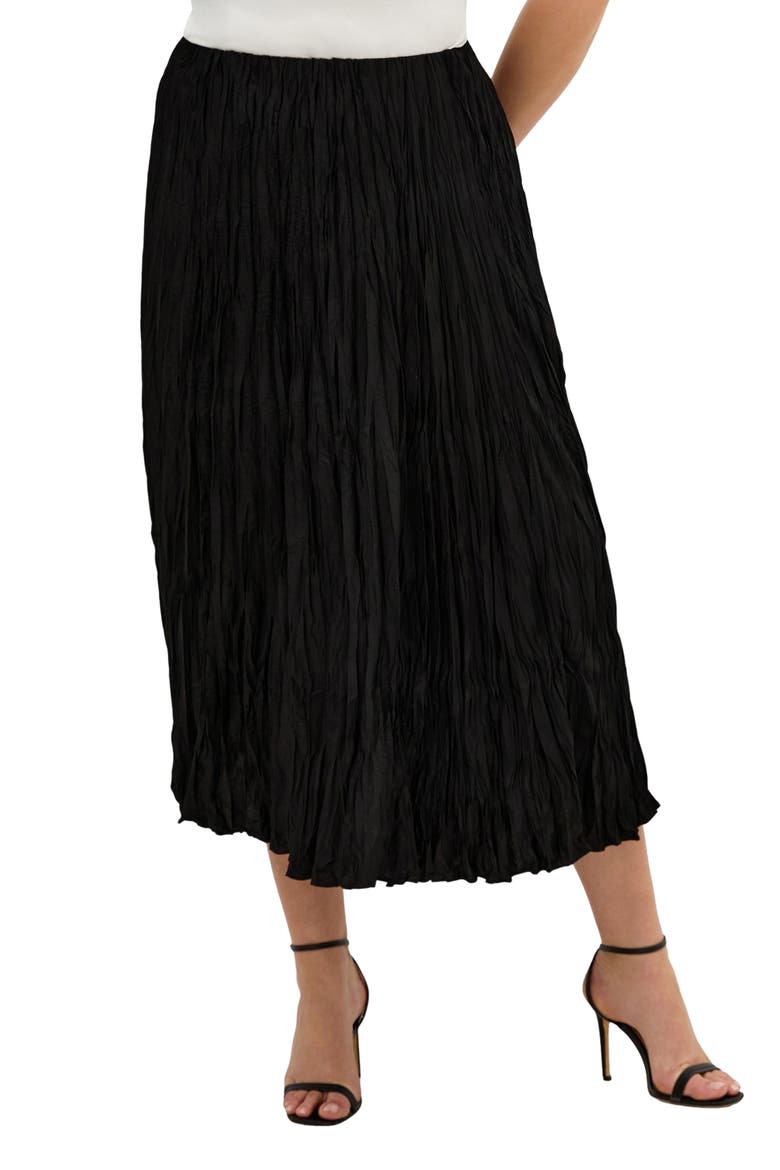 Imogen Pleated Crinkle Midi Skirt, Main, color, BLACK