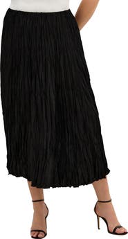City Chic Imogen Pleated Crinkle Midi Skirt