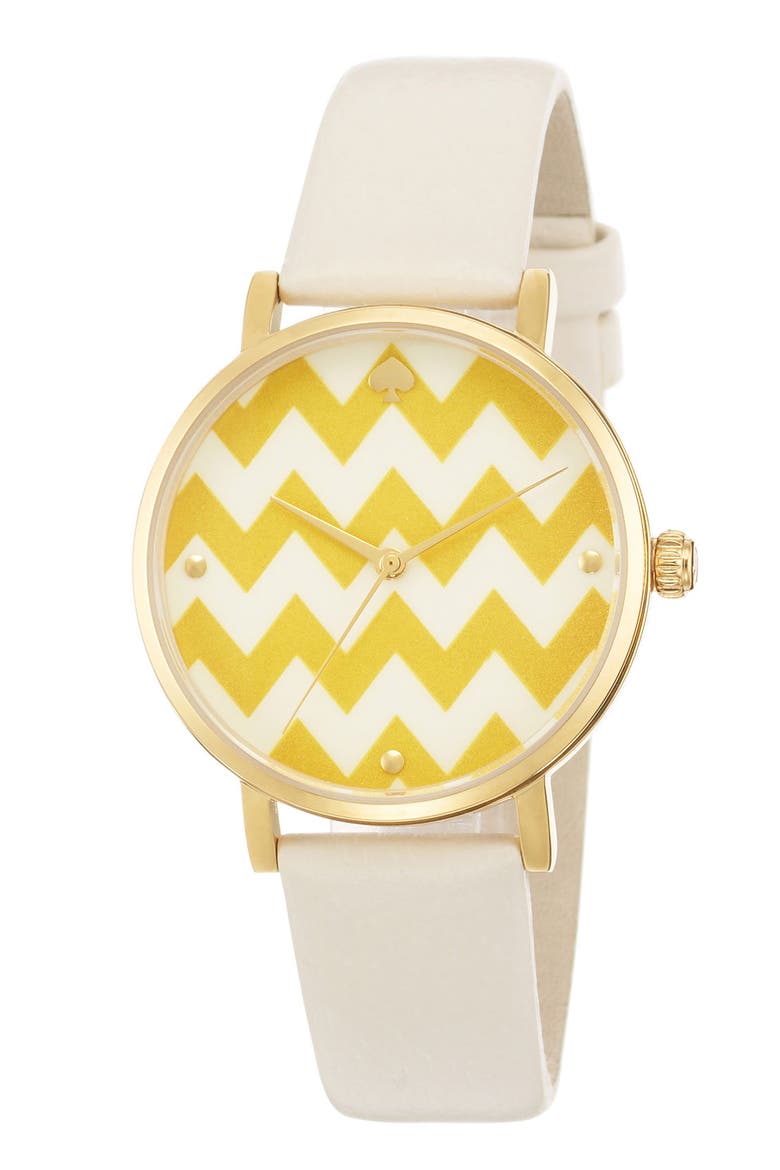 'metro' patterned dial watch, Alternate, color, WHITE/ GOLD