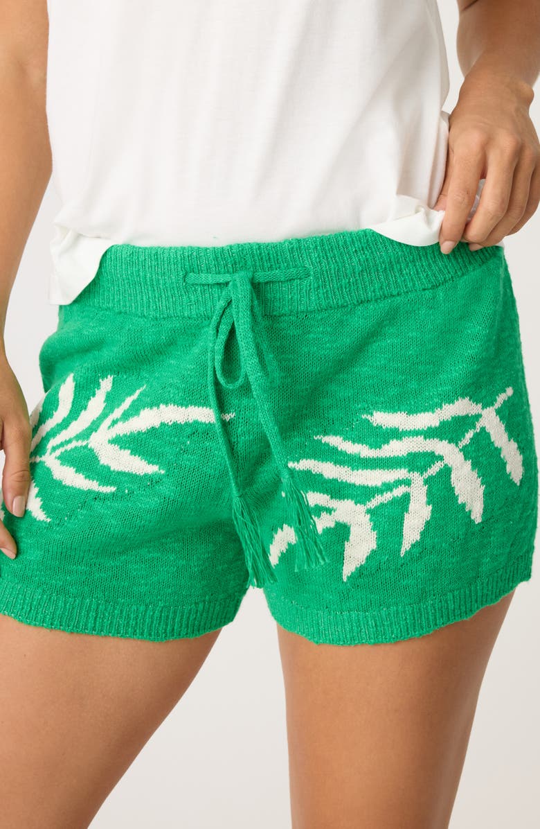 PJ Salvage The Beachcomber Leaf Jacquard Sweater Knit Pajama Shorts, Main, color, 