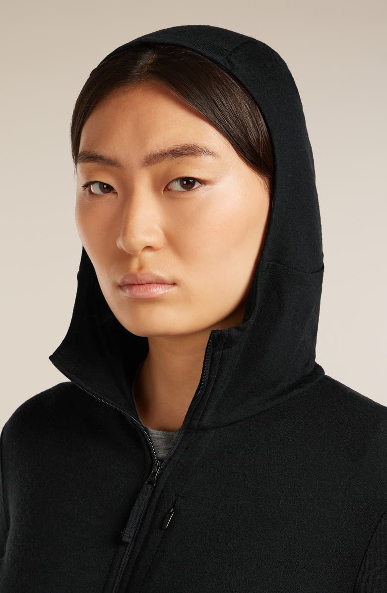 Icebreaker 260 Quantum Merino Wool Hooded Jacket, Alternate, color, Black