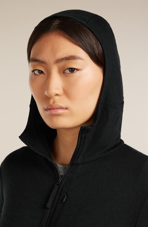 Icebreaker 260 Quantum Merino Wool Hooded Jacket In Black