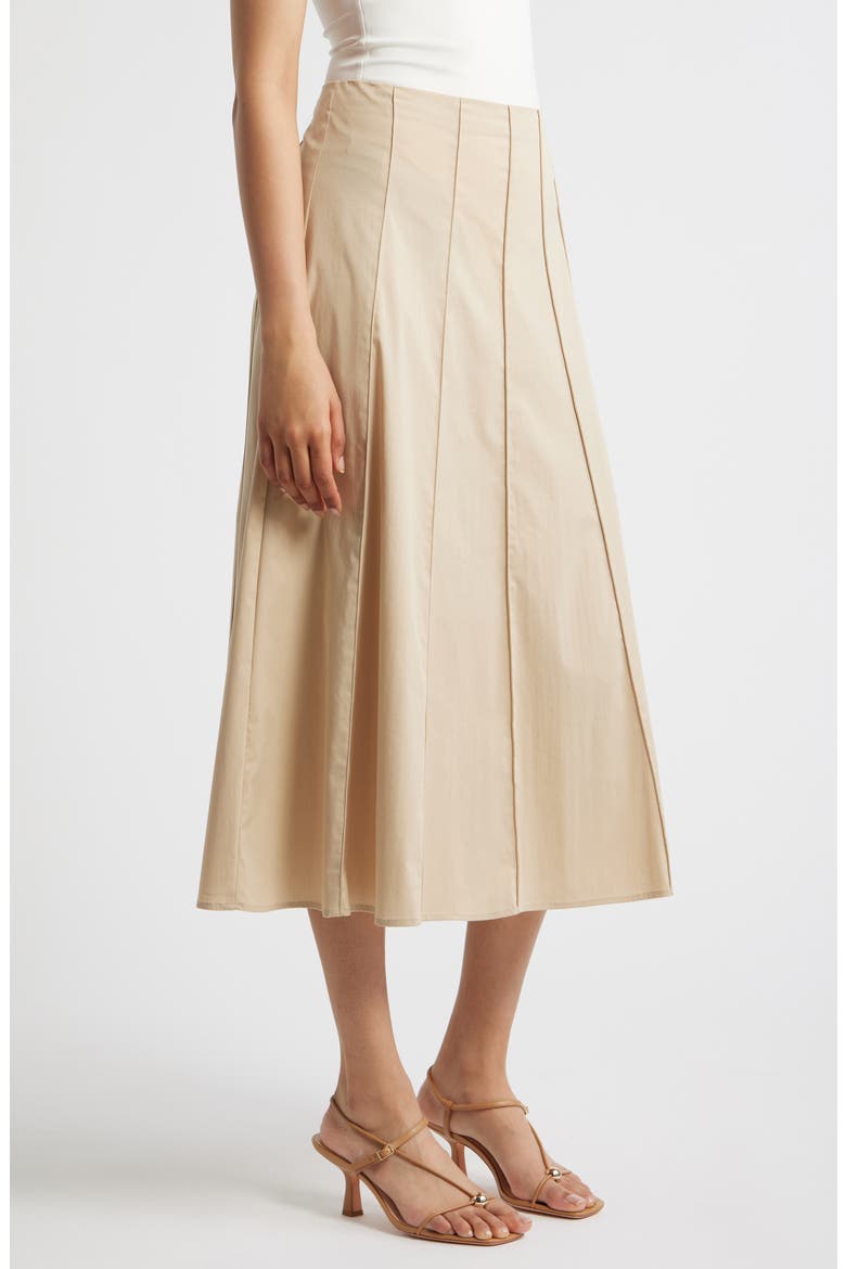Paneled A-Line Midi Skirt, Alternate, color, SAFARI
