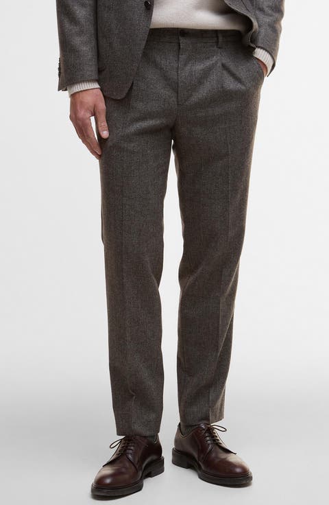 Kensington Pleated Glen Check Wool Blend Flannel Suit Pants