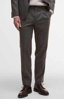 Kensington Pleated Glen Check Wool Blend Flannel Suit Pants