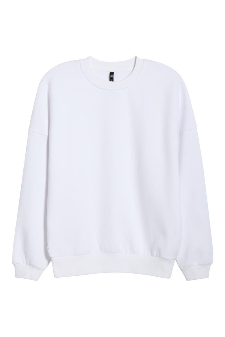 LuxeFleece Boyfriend Sweatshirt, Alternate, color, BRILLIANT WHITE