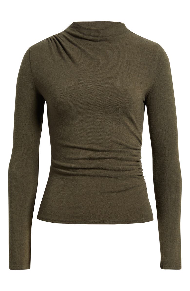 Rails Joelle Ruched Funnel Neck Top, Alternate, color, Heather Olive
