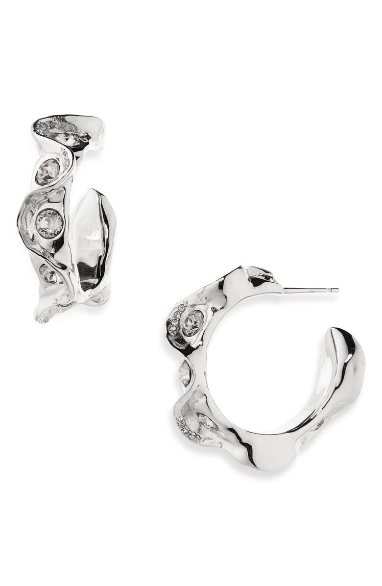 Oscar de la Renta Crystal Nest Hoop Earrings, Main, color, Crystal