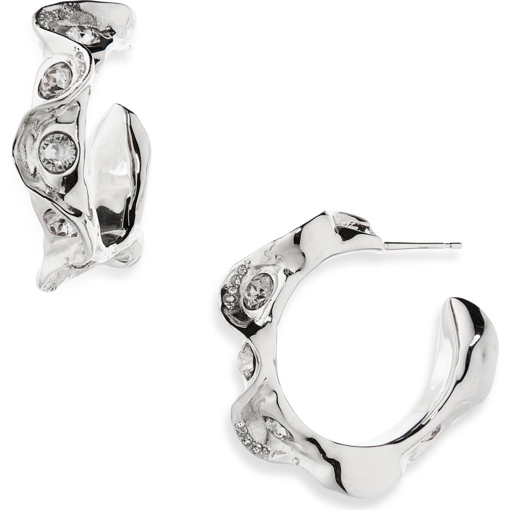 Oscar De La Renta Crystal Nest Hoop Earrings