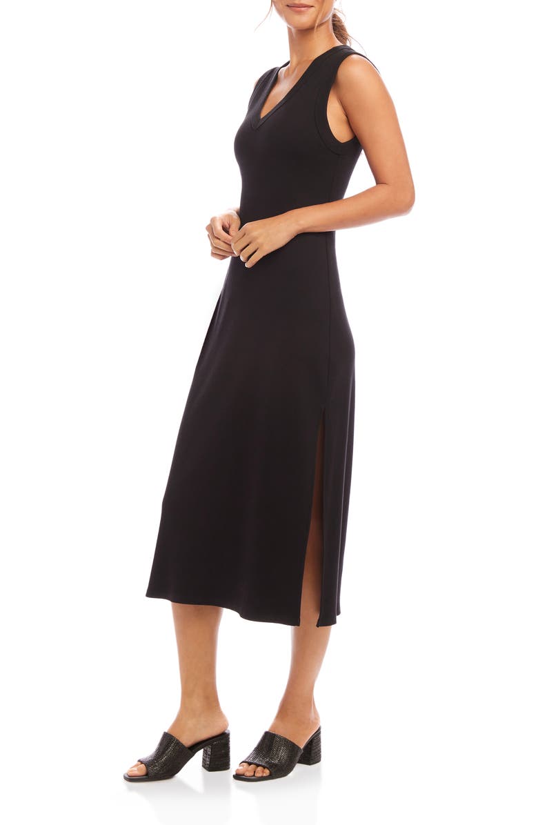 Karen Kane Sleeveless Rib Midi Dress, Alternate, color, Black