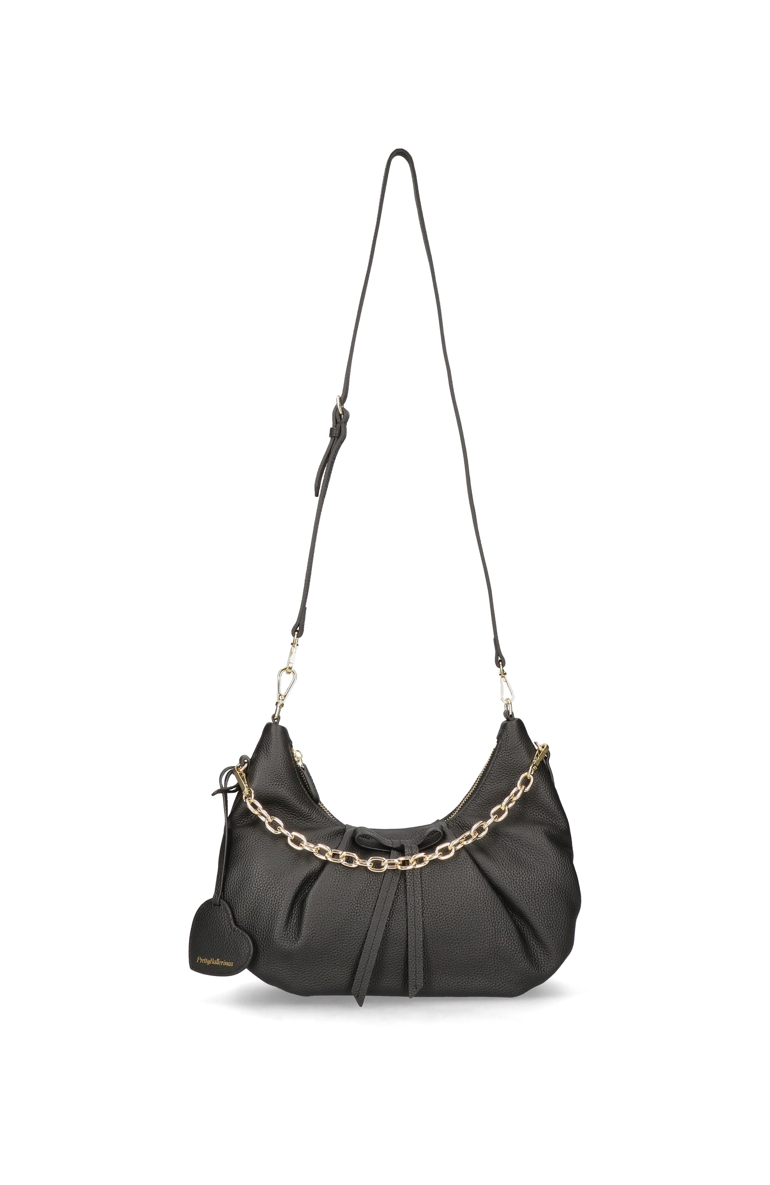 Croissant Bag With Bow And Removable Clip On Cross Body Strap, Alternate, color, Black